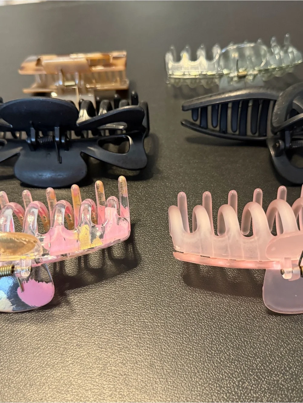Assorted Men’s Hair Claw Clips - Black, Pink, Clear, Tortoiseshell